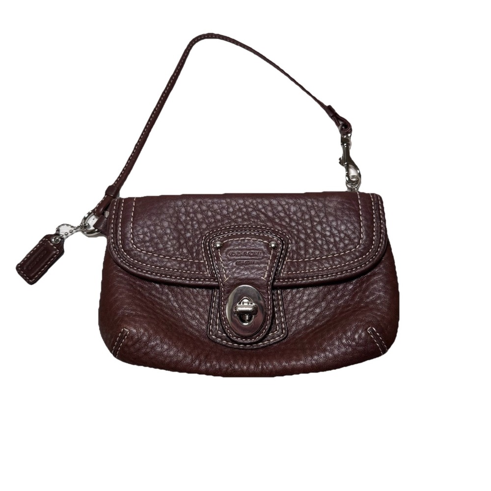 Coach Brown Pebbled Leather Wristlet Clutch